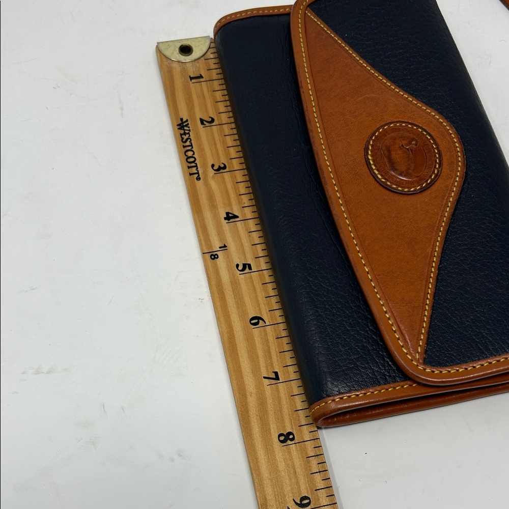 Vintage Dooney  Bourke Crossbody Checkbook Wallet Purse Black Brown Leather 0063 - Picture 3 of 8